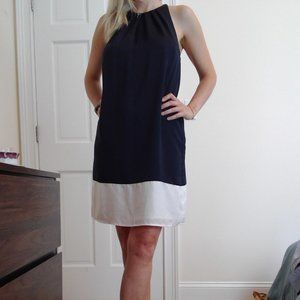 Navy and White Two-Tone Dress